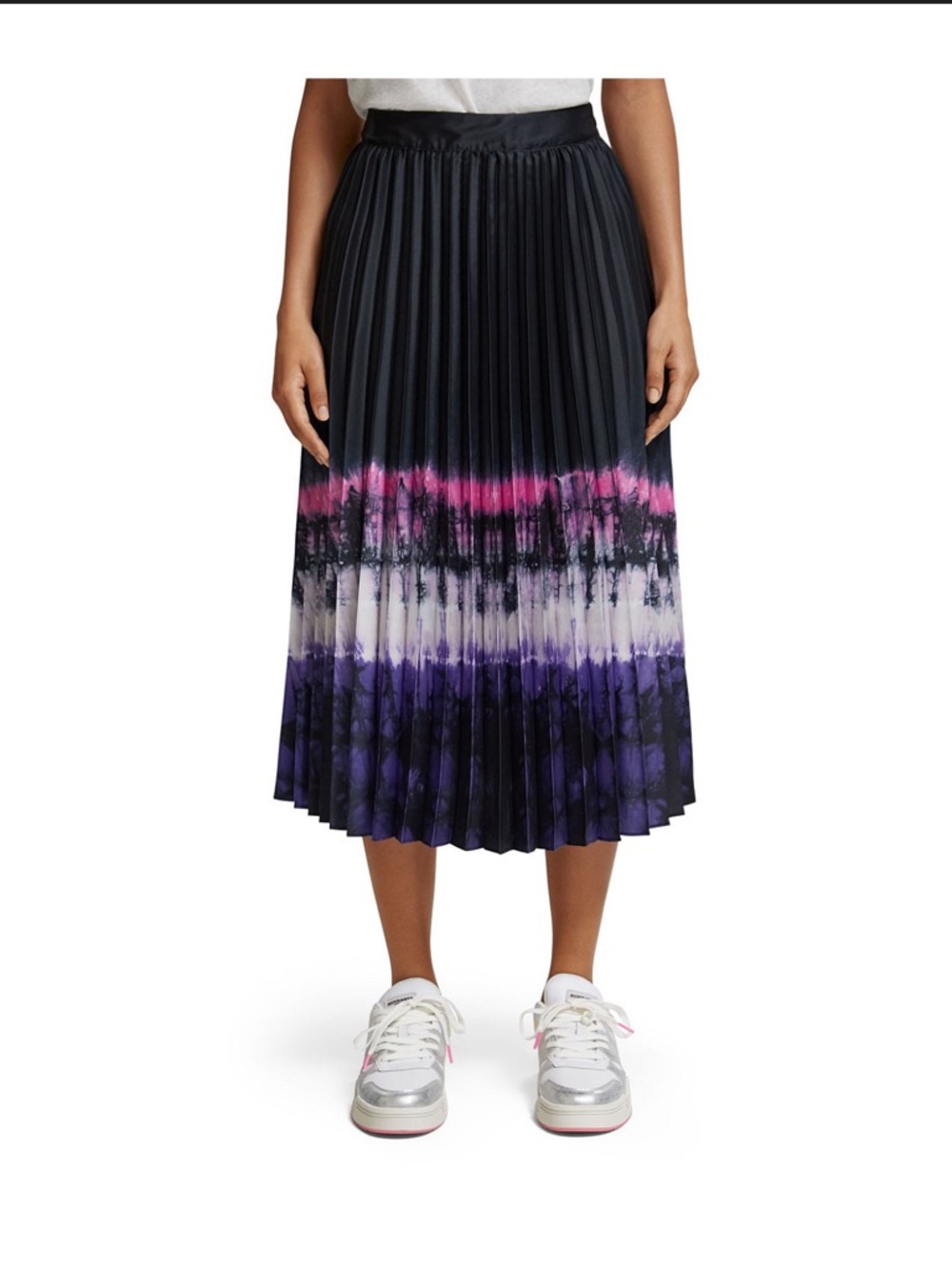 Scotch & Soda High‑Rise Pleated Abstract Gradient Midi Skirt – NWT – Size Large